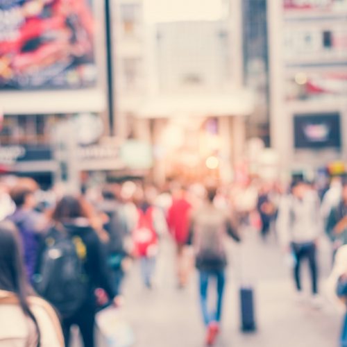 Blurred people in Dotonbori road  in the Namba District, Osaka - Japan.